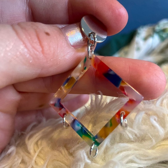 🌈 Resin Earrings Multicolored Artisan - Picture 1 of 3